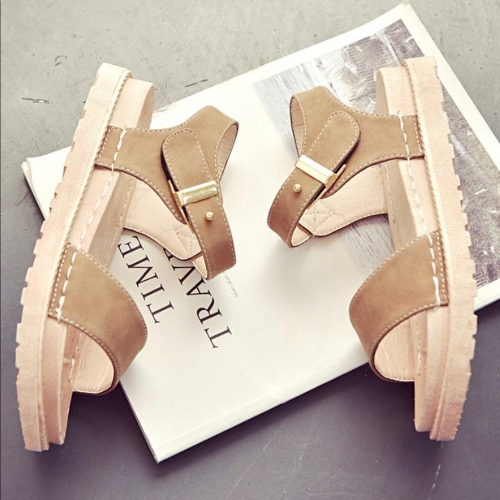 Light Brown & Tan Ankle-Strap Sandal